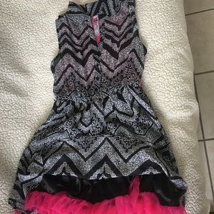 Girls Beatees Black White and Pink Dress